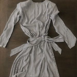 🌚Something Navy Pinstripe Long Sleeve Dress